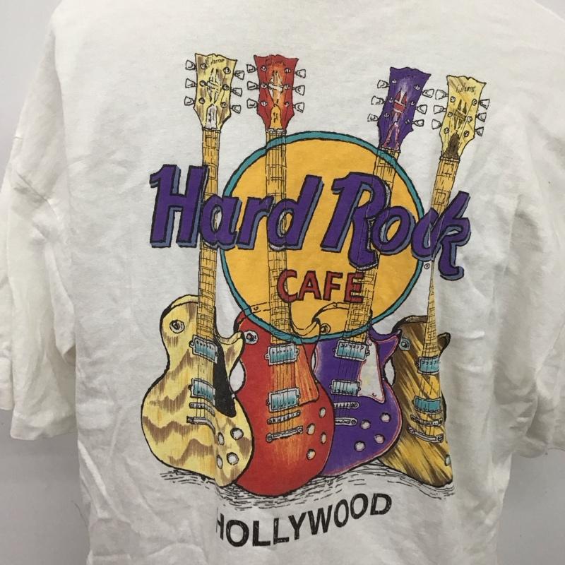 ハードロックカフェ HARD ROCK CAFE Tシャツ 半袖 バックプリント ギター XL ロゴ、文字 白 / ホワイト /  メンズ USED 古着 中古 10107546