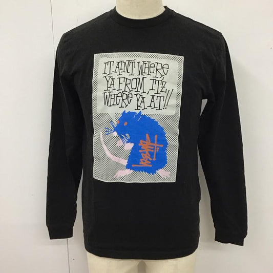 ステューシー STUSSY カットソー 長袖 長袖カットソー クルーネックカットソー ロングスリーブカットソー プリントTシャツ M プリント 黒 / ブラック /  メンズ USED 古着 中古 10119958