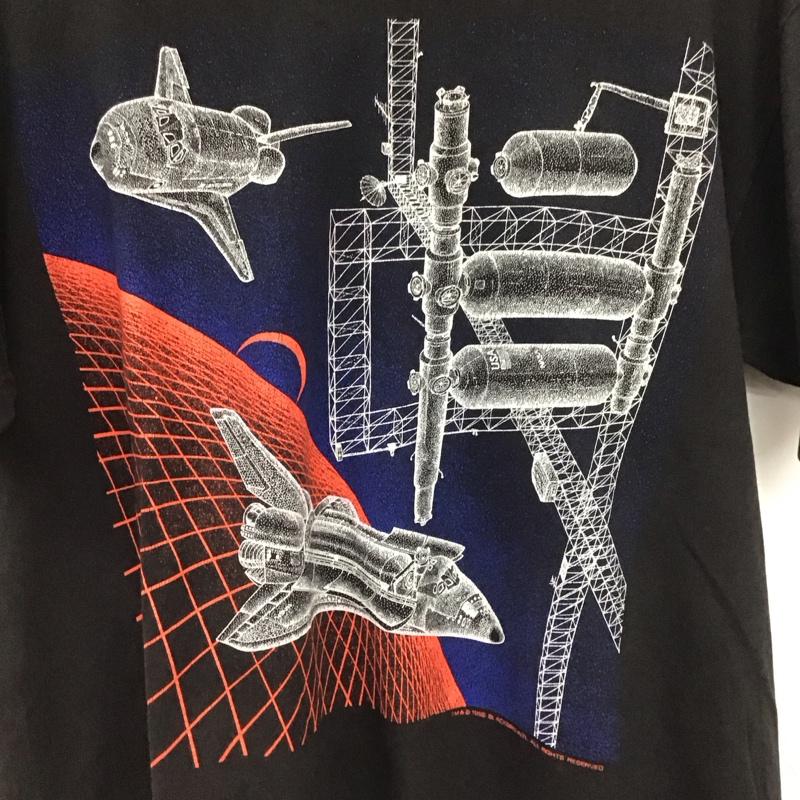 ヘインズ HANES Tシャツ 半袖 半袖カットソー プリントTシャツ 80s 1986年コピーライト blacbird スペースシャトル L プリント ダークグレー / ダークグレー /  メンズ USED 古着 中古 10149116