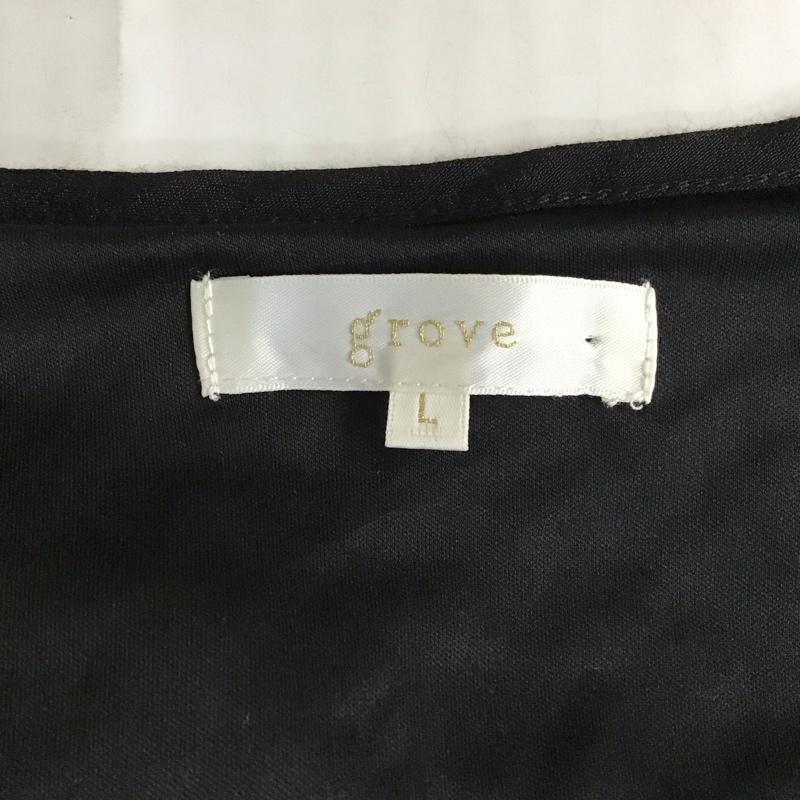 グローブ grove ワンピース ロングスカート 半袖ロングワンピース フレアスカート 切り替えワンピース L 無地 黒 / ブラック /  レディース USED 古着 中古 10116942