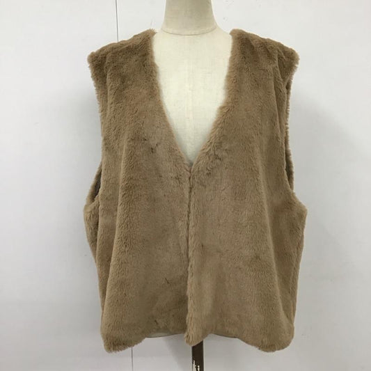 ダブルクローゼット w closet ベスト ベスト ベスト ノースリーブカットソー ファーベスト FREE 無地 茶 / ブラウン /  レディース USED 古着 中古 10118012