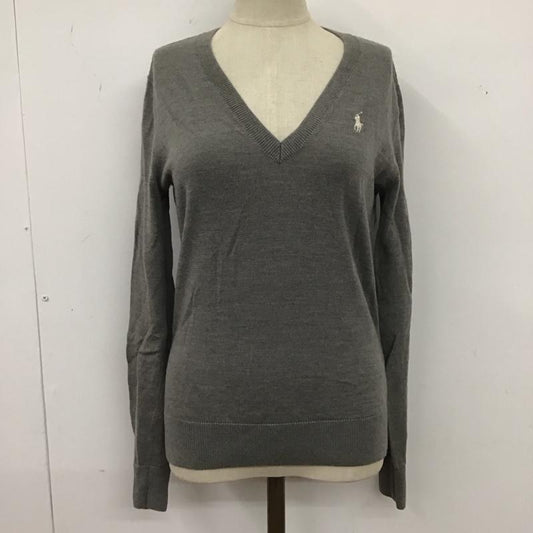 ポロラルフローレン POLO RALPH LAUREN ニット、セーター 長袖 ウール Vネック M ワンポイント 灰 / グレー /  レディース USED 古着 中古 10122857
