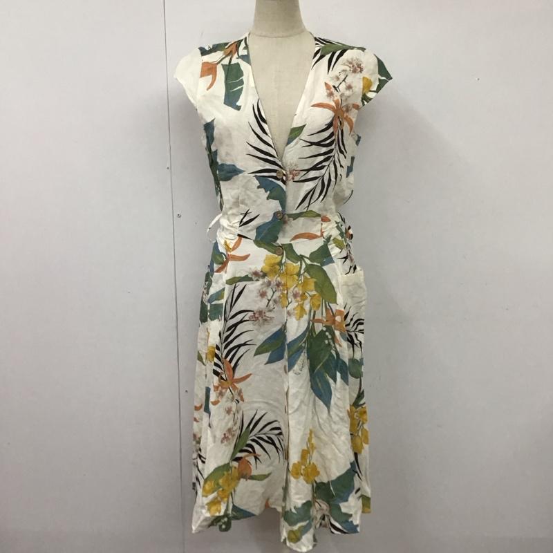 ザラ ZARA ワンピース ひざ丈スカート 2779 171 330 コットン リネン フレンチスリーブ S 花柄 マルチカラー / マルチカラー /  レディース USED 古着 中古 10113510