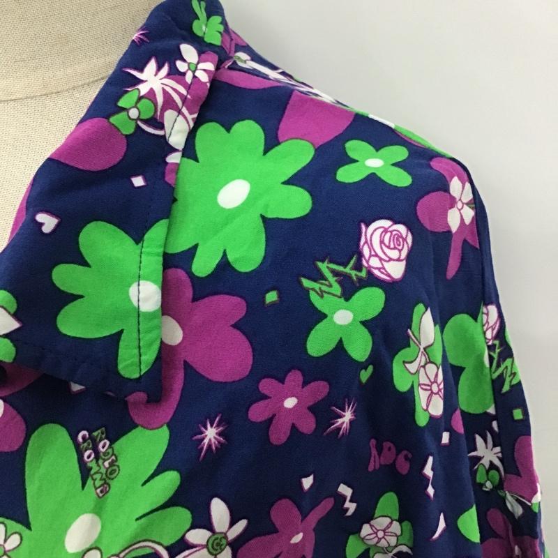 ロデオクラウンズ Rodeo Crowns シャツ、ブラウス 半袖 420fsa01-042m MATTFLOWERシャツ 半袖シャツ アロハシャツ プリントシャツ FREE プリント 紺 / ネイビー /  レディース USED 古着 中古 10105922