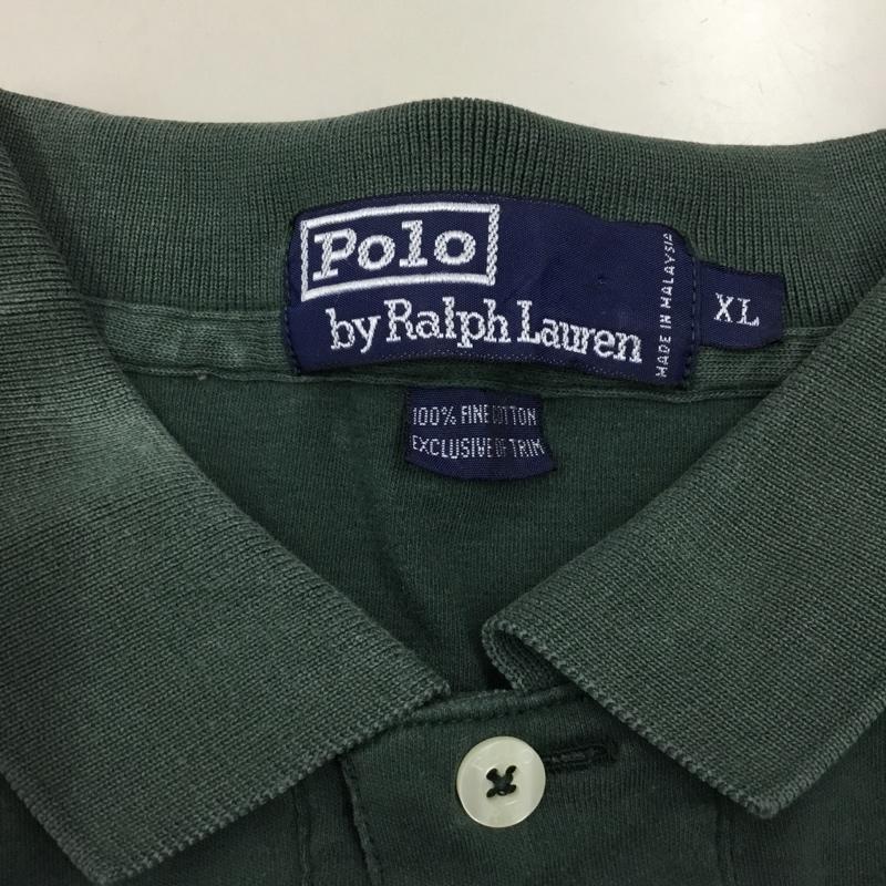 ポロバイラルフローレン Polo by RALPH LAUREN ポロシャツ 半袖 半袖ポロシャツ カラーシャツ 半袖カットソー XL ロゴ、文字 緑 / グリーン /  メンズ USED 古着 中古 10108547