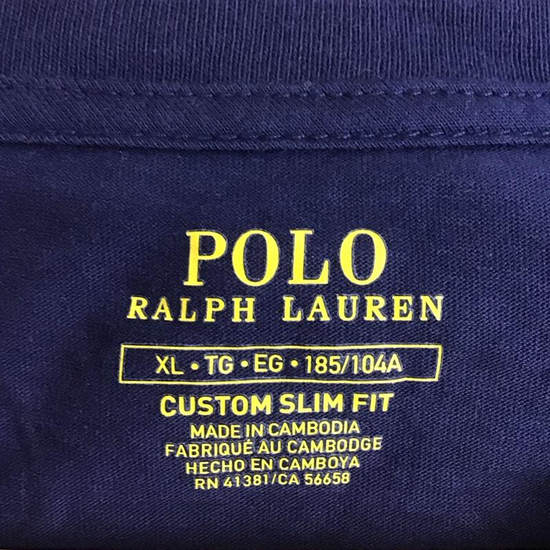 ポロラルフローレン POLO RALPH LAUREN Tシャツ 半袖 半袖カットソー プリントTシャツ クルーネックカットソー XL ロゴ、文字 紺 / ネイビー /  メンズ USED 古着 中古 10130307