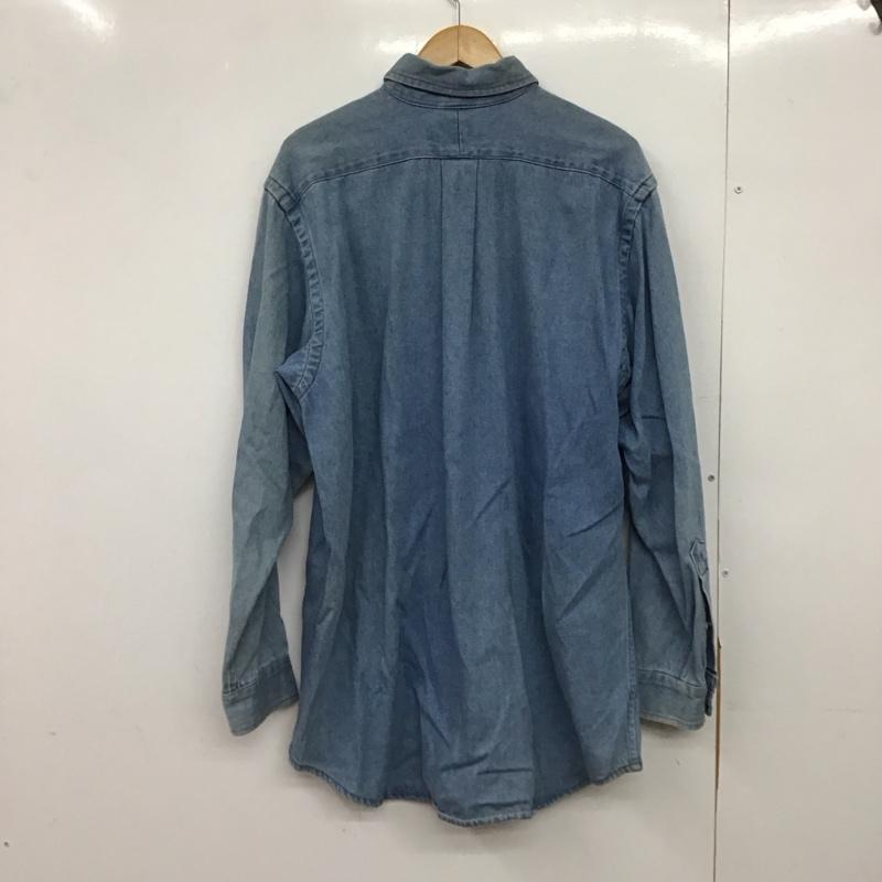 ラルフローレン RALPHLAUREN シャツ、ブラウス 長袖 長袖シャツ デニムシャツ カラーシャツ 80s L ロゴ、文字 インディゴ / インディゴ /  メンズ USED 古着 中古 10149968