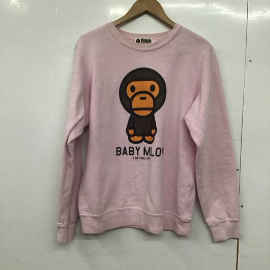 アベイシングエイプ A BATHING APE トレーナー 長袖 スウェット 裏起毛 BABY MILO S キャラクター 桃 / ピンク /  レディース USED 古着 中古 10146407