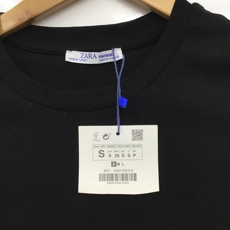 ザラ ZARA ワンピース ひざ丈スカート S 無地 X ヒョウ柄・レオパード柄 黒 / ブラック /  レディース USED 古着 中古 10130395