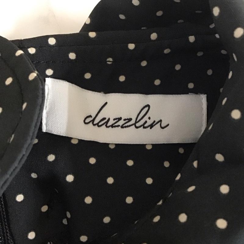 ダズリン dazzlin ワンピース ひざ丈スカート ドットレトロワンピース 半袖ロングワンピース フレアスカート M ドット 白 / ホワイト / X 黒 / ブラック /  レディース USED 古着 中古 10110893