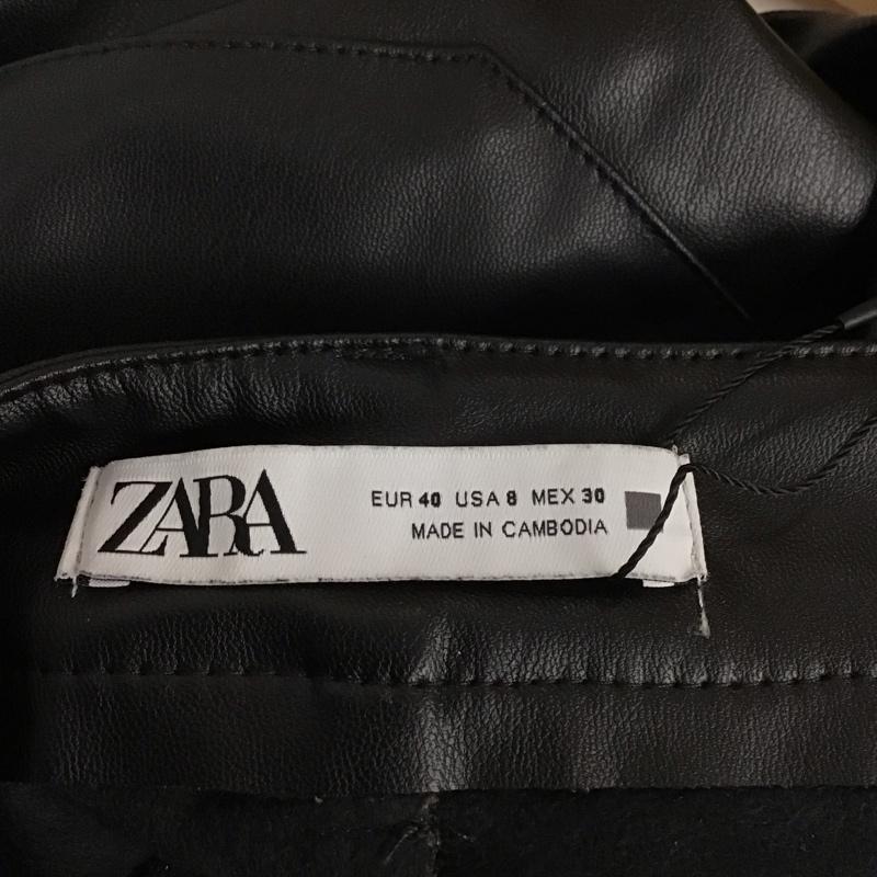 ザラ ZARA ボトムス ボトムス 4387 281 800 フェイクレザーパンツ タグ付き 40 無地 黒 / ブラック /  レディース USED 古着 中古 10129116