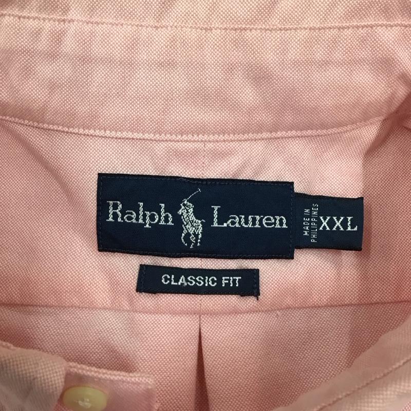 ラルフローレン RALPHLAUREN シャツ、ブラウス 長袖 長袖シャツ カラーシャツ ポケットシャツ 長袖カットソー ボタンダウンシャツ XXL ロゴ、文字 桃 / ピンク /  メンズ USED 古着 中古 10117448