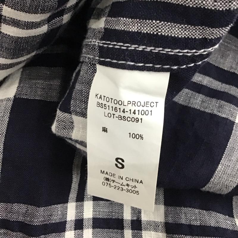 カトー KATO` シャツ、ブラウス 長袖 BS511614 141001 リネン S チェック 紺 / ネイビー / X 白 / ホワイト /  メンズ USED 古着 中古 10111828