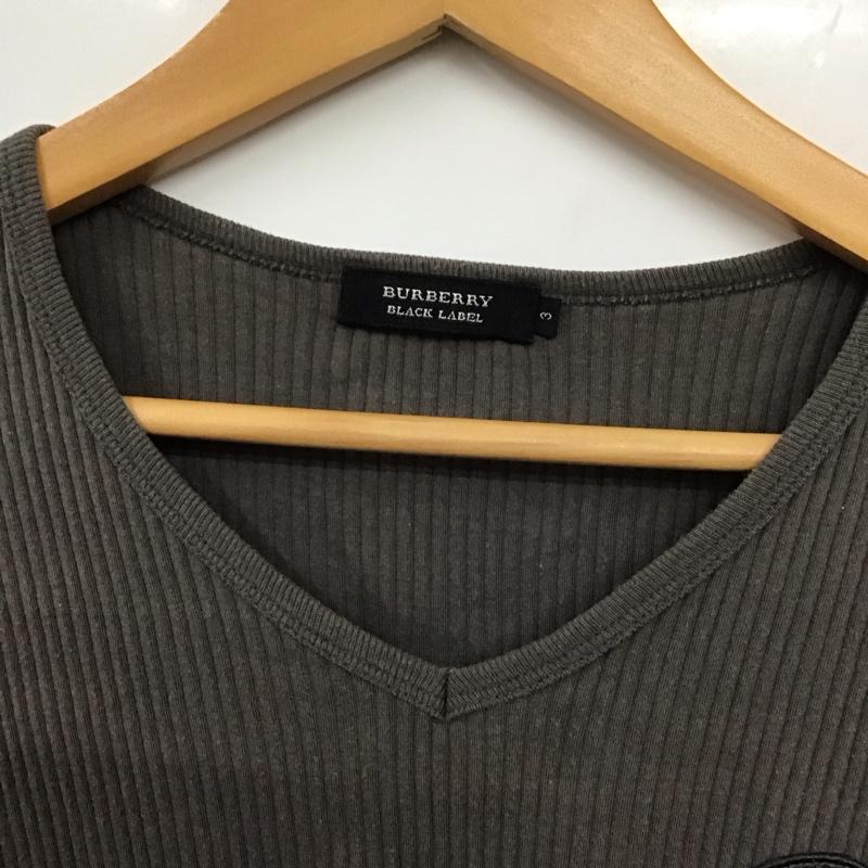 バーバリーブラックレーベル BURBERRY BLACK LABEL カットソー 長袖 長袖カットソー Vネックカットソー 3 ロゴ、文字 灰 / グレー /  メンズ USED 古着 中古 10130889