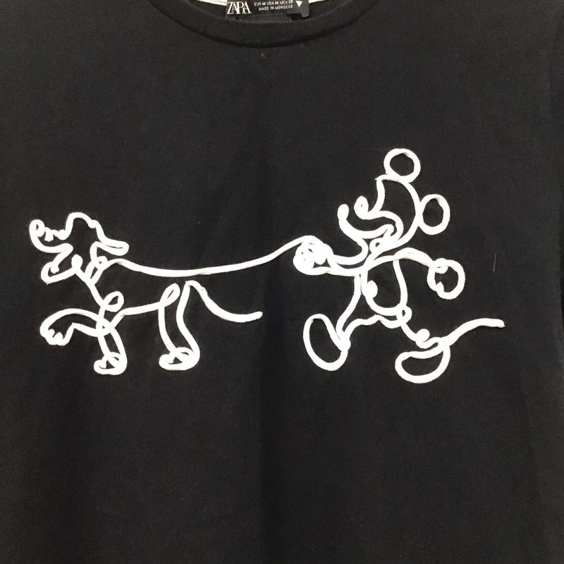 ザラ ZARA Tシャツ 半袖 0085 802 800 クルーネック ディズニー ミッキーマウス M キャラクター 黒 / ブラック /  レディース USED 古着 中古 10138871