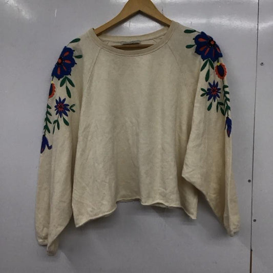 ザラ ZARA TRAFALUC トレーナー 長袖 長袖トレーナー スウェット クルーネック プルオーバー M プリント アイボリー / アイボリー /  レディース USED 古着 中古 10136099