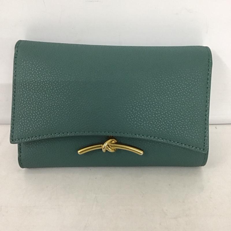 チャールズアンドキース charles&keith 財布 二つ折り メタリックフロントフラップ ロゴ、文字 緑 / グリーン /  レディース USED 古着 中古 10134093