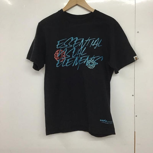 ベイプ BAPE Tシャツ 半袖 半袖カットソー プリントTシャツ クルーネックカットソー S ロゴ、文字 黒 / ブラック /  メンズ USED 古着 中古 10130271