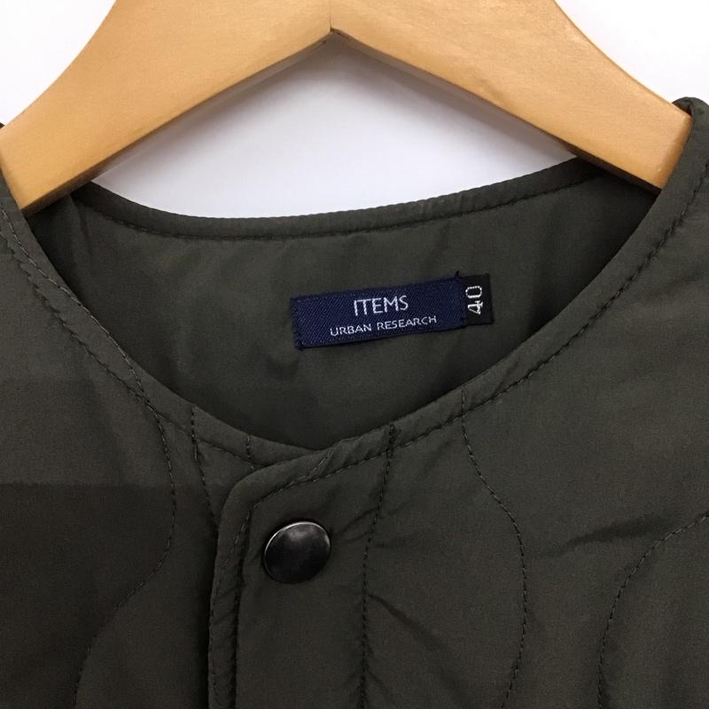 アイテムズ アーバンリサーチ ITEMS URBAN RESEARCH ジャケット、上着 ジャケット、ブレザー キルティングジャケット アウター ノーカラージャケット 40 無地 カーキ / カーキ /  メンズ USED 古着 中古 10145065