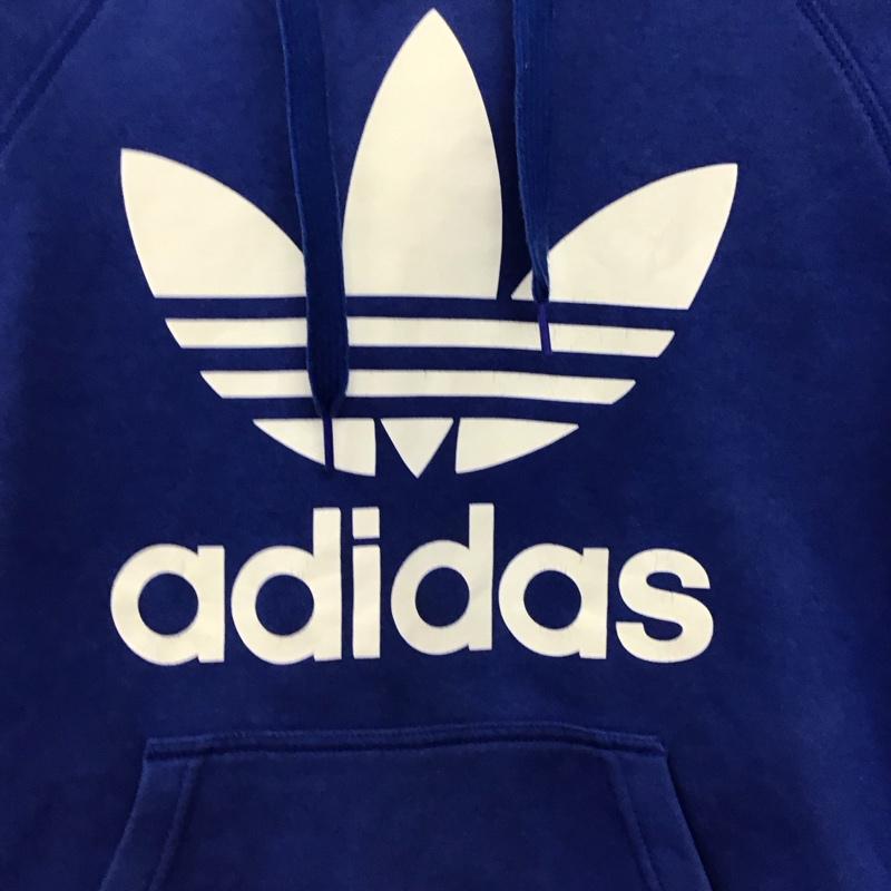 アディダス adidas パーカー 長袖 長袖パーカー プルオーバーパーカー スウェット L プリント 青 / ブルー /  メンズ USED 古着 中古 10149530