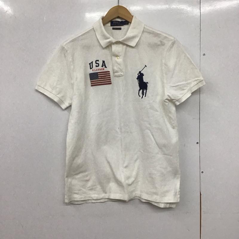 ポロラルフローレン POLO RALPH LAUREN ポロシャツ 半袖 半袖ポロシャツ カラーシャツ 半袖カットソー M ロゴ、文字 白 / ホワイト /  メンズ USED 古着 中古 10146834
