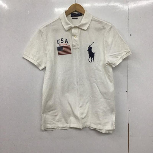 ポロラルフローレン POLO RALPH LAUREN ポロシャツ 半袖 半袖ポロシャツ カラーシャツ 半袖カットソー M ロゴ、文字 白 / ホワイト /  メンズ USED 古着 中古 10146834