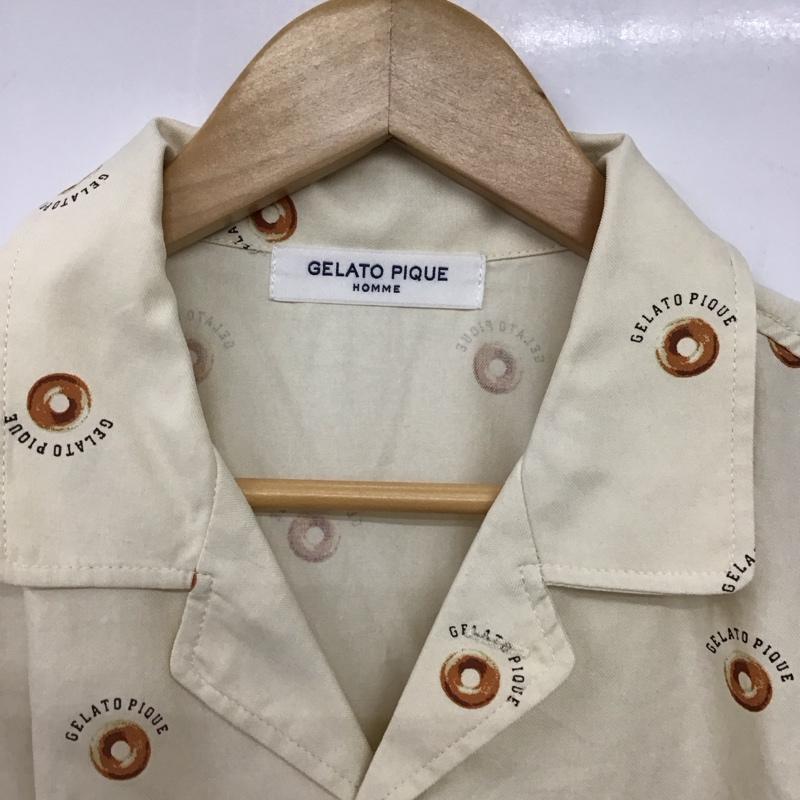 ジェラートピケオム GELATO PIQUE HOMME シャツ、ブラウス 半袖 半袖シャツ プリントシャツ ポケットシャツ ルームウェア L プリント ベージュ / ベージュ /  メンズ USED 古着 中古 10149587