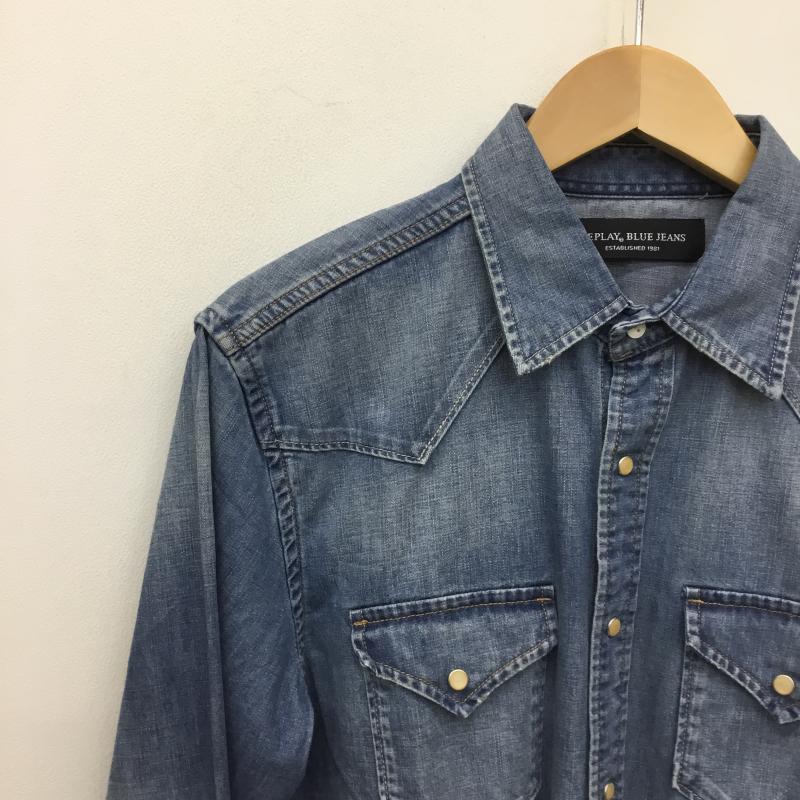 リプレイ REPLAY シャツ、ブラウス 長袖 REPLAY デニムシャツ　M4023.000.F26C94A M 無地 インディゴ / インディゴ /  メンズ USED 古着 中古 10127626