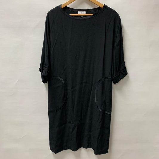 ランバンオンブルー LANVIN en Bleu ワンピース ひざ丈スカート 38 無地 黒 / ブラック /  レディース USED 古着 中古 10014687