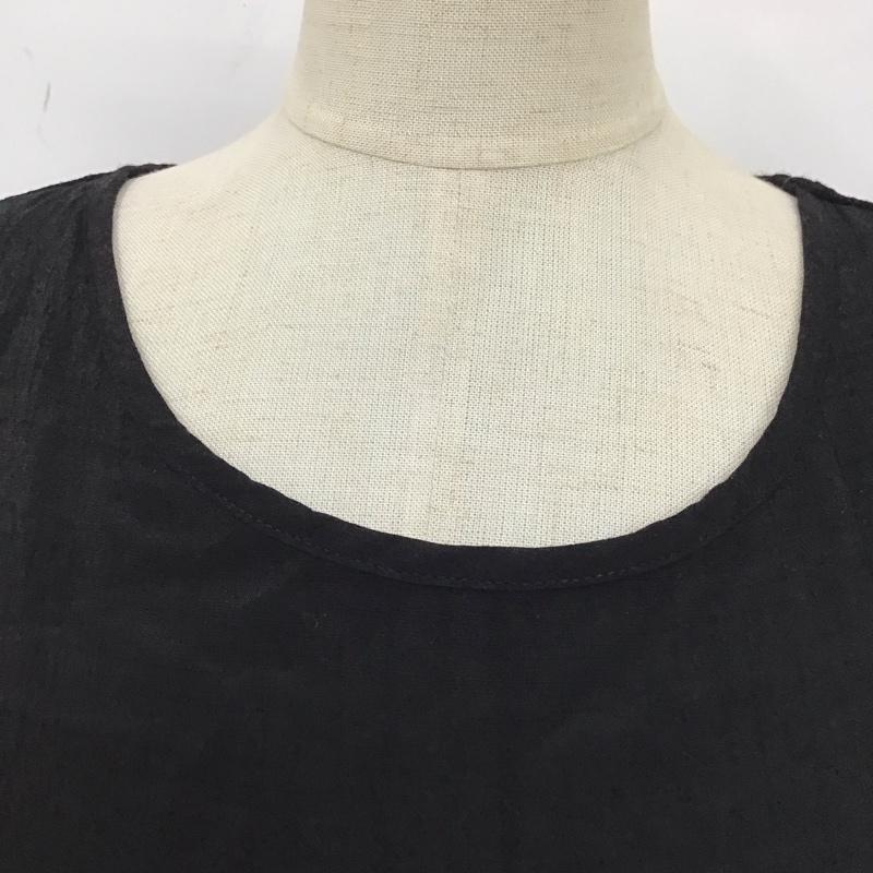 グローブ grove ワンピース ロングスカート 半袖ロングワンピース フレアスカート 切り替えワンピース L 無地 黒 / ブラック /  レディース USED 古着 中古 10116942