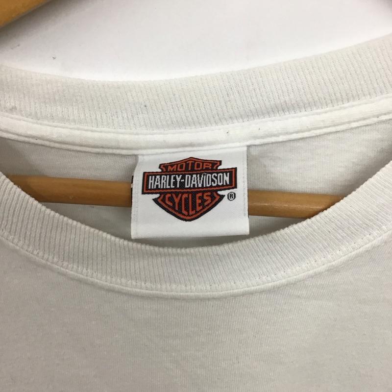ハーレーダビッドソン Harley-Davidson Tシャツ 半袖 半袖カットソー プリントTシャツ クルーネックカットソー ロゴ、文字 白 / ホワイト /  メンズ USED 古着 中古 10151158