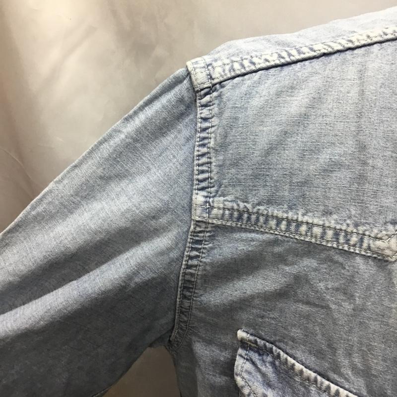 レミ レリーフ REMI RELIEF シャツ、ブラウス 長袖 長袖シャツ ノーカラーシャツ ポケットシャツ 長袖カットソー デニムシャツ L 無地 インディゴ / インディゴ /  メンズ USED 古着 中古 10109431