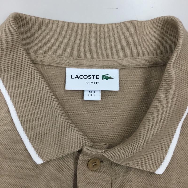 ラコステ LACOSTE ポロシャツ 半袖 半袖ポロシャツ カラーシャツ 半袖カットソー S ロゴ、文字 ベージュ / ベージュ /  メンズ USED 古着 中古 10115748
