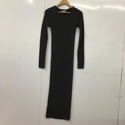 ザラ ZARA ワンピース ロングスカート 6427 001 802 Vネック リブ 長袖 XS 無地 灰 / グレー /  レディース USED 古着 中古 10139403