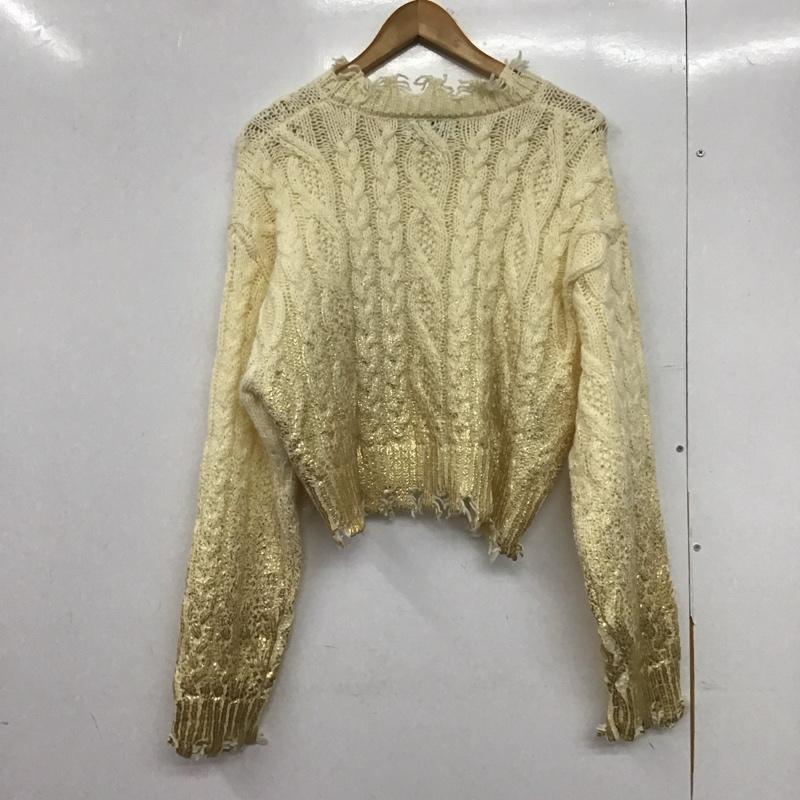 アズールバイマウジー AZUL BY MOUSSY ニット、セーター 長袖 250ham70-224i ダメージ箔グラデーションニットップス 長袖ニット FREE 総柄 白 / ホワイト /  レディース USED 古着 中古 10145173