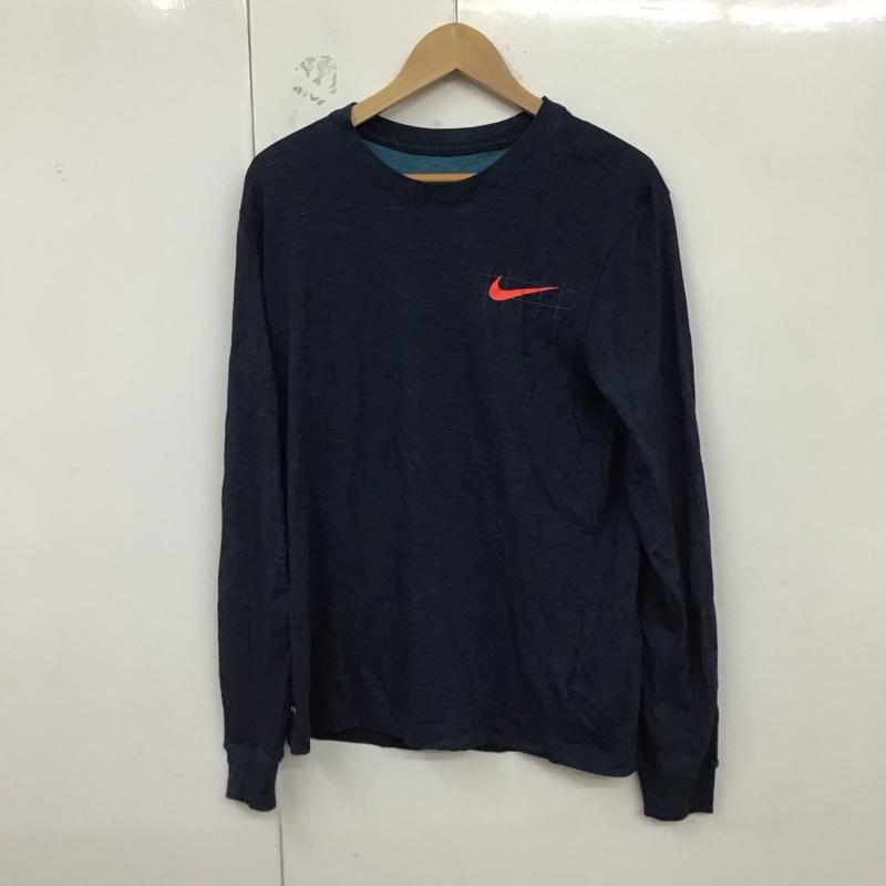ナイキ NIKE Tシャツ 長袖 DA0650-451 M ロゴ、文字 紺 / ネイビー /  メンズ USED 古着 中古 10128510