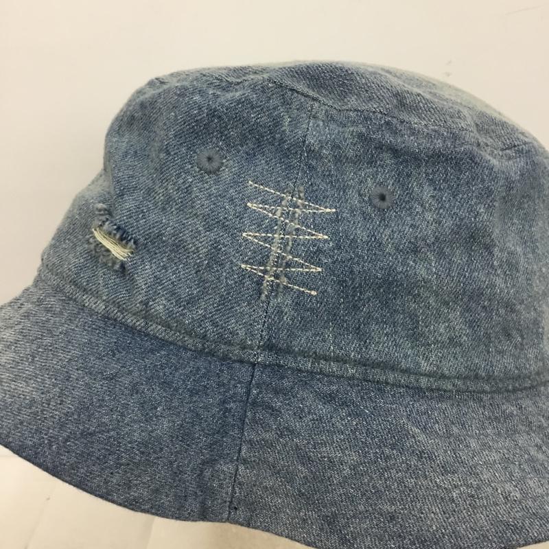 ニューエラ NEW ERA 帽子 ハット ニューヨーク ヤンキース ウォッシュドデニム NY バケットハット ロゴ、文字 X ダメージ加工 水色 / ライトブルー /  メンズ USED 古着 中古 10145790