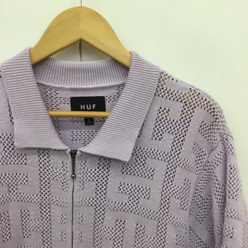 ハフ HUF ニット、セーター 半袖 MONOGRAM JACQUARD ZIP SWEATER L  紫 / パープル /  メンズ USED 古着 中古 10130857