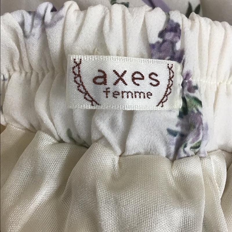 アクシーズファム axes femme スカート ひざ丈スカート CI285X33 ラベンダー柄 フリル リボン M 花柄 オフホワイト / オフホワイト / X 紫 / パープル /  レディース USED 古着 中古 10108595