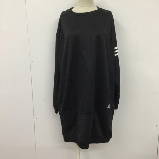 アディダス adidas ワンピース ロングスカート dh4139 ブライトピケチュニック スウェットワンピース 長袖ロングワンピース L ロゴ、文字 白 / ホワイト / X 黒 / ブラック /  レディース USED 古着 中古 10109229