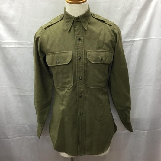 ミリタリー ミリタリー シャツ、ブラウス 長袖 ミリタリーシャツ 長袖シャツ ジャケット 無地 カーキ / カーキ /  メンズ USED 古着 中古 10112326