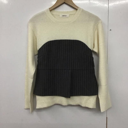 ミラオーウェン Mila Owen ニット、セーター 長袖 長袖ニットカットソー クルーネック セーター 1 ストライプ 白 / ホワイト /  レディース USED 古着 中古 10142452