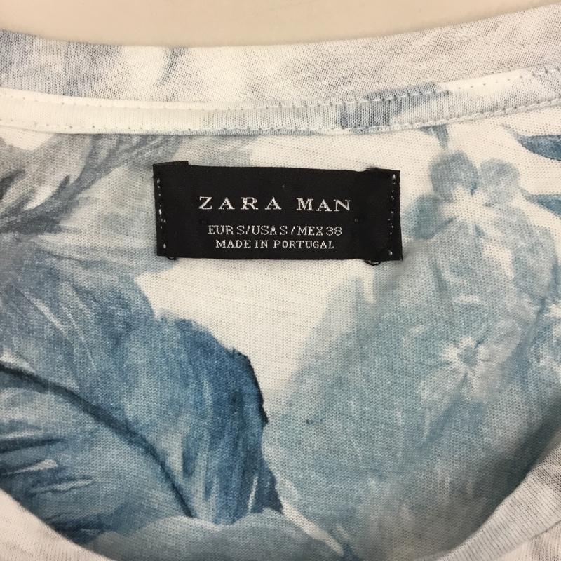 ザラメン ZARA MAN Tシャツ 半袖 0495 419 406 胸ポケット クルーネック S 総柄 水色 / ライトブルー /  メンズ USED 古着 中古 10115527