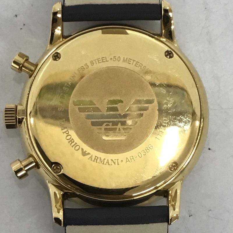 エンポリオアルマーニ EMPORIO ARMANI 腕時計 アナログ（クォーツ式） AR-0386 レザーベルト ロゴ、文字 灰 / グレー / X 金 / ゴールド /  メンズ USED 古着 中古 10134052