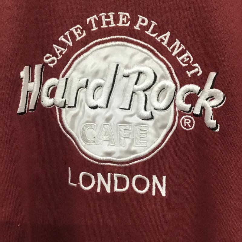 ハードロックカフェ HARD ROCK CAFE トレーナー 長袖 長袖トレーナー スウェット クルーネック プルオーバー L ロゴ、文字 えんじ / ワインレッド /  メンズ USED 古着 中古 10140842