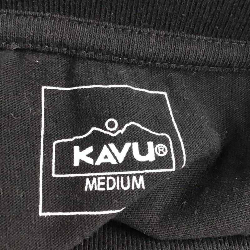 カブー KAVU Tシャツ 半袖 19820233 アップルT フロッキープリント クルーネック M ロゴ、文字 黒 / ブラック /  メンズ USED 古着 中古 10124968