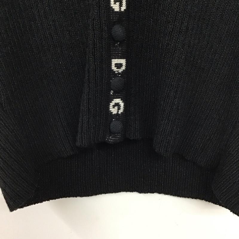 ドルチェアンドガッバーナ DOLCE&GABBANA カーディガン 半袖 半袖ニットカーディガン 前ボタン リブニット ショート丈 ロゴ、文字 黒 / ブラック /  レディース USED 古着 中古 10138795