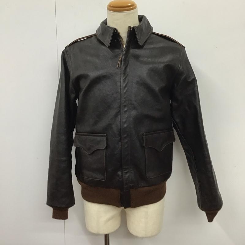 ザリアルマッコイズ THE REAL McCOY S ジャケット、上着 ジャケット、ブレザー 41-6330p A-2レザージャケット ジップアップジャケット カジュアルジャケット 42 無地 茶 / ブラウン /  メンズ USED 古着 中古 10115363