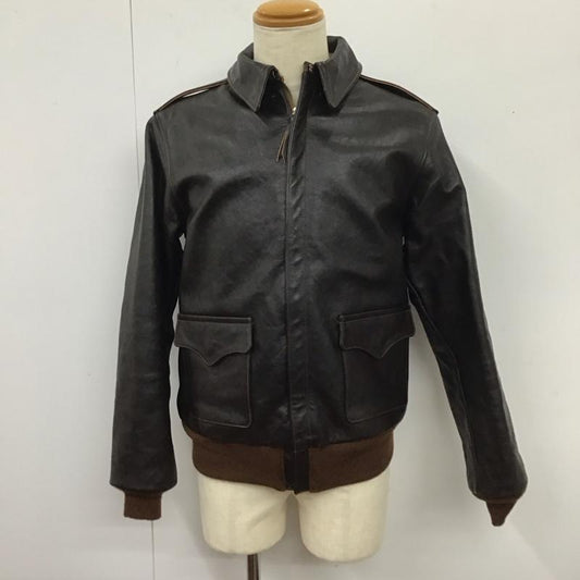 ザリアルマッコイズ THE REAL McCOY S ジャケット、上着 ジャケット、ブレザー 41-6330p A-2レザージャケット ジップアップジャケット カジュアルジャケット 42 無地 茶 / ブラウン /  メンズ USED 古着 中古 10115363