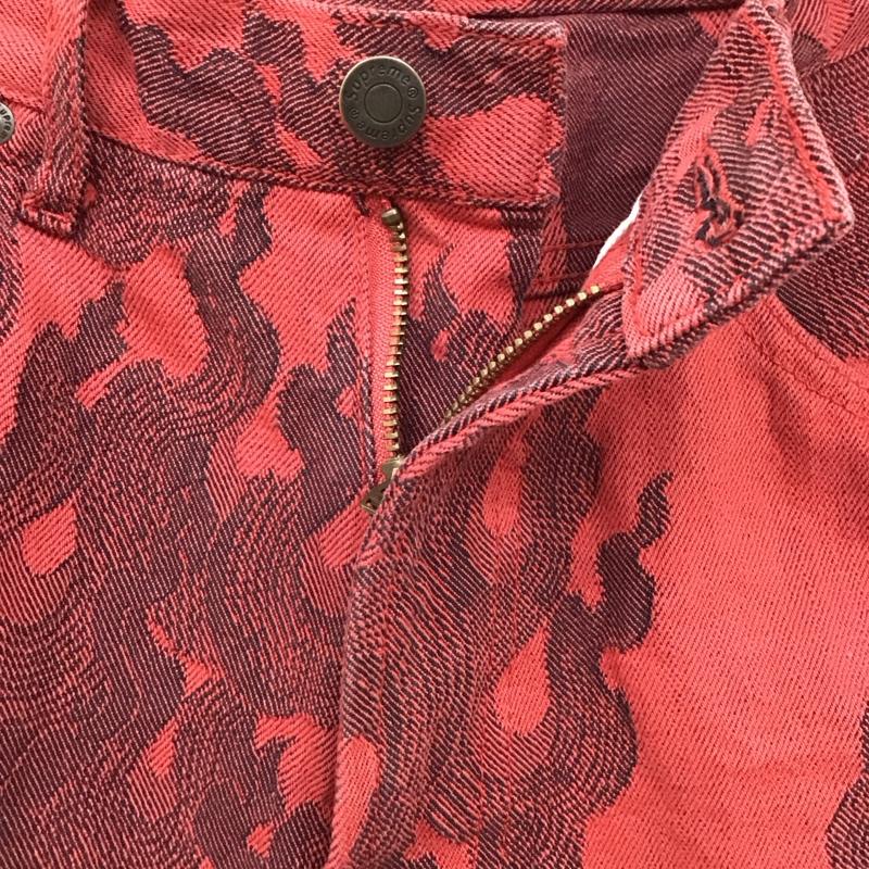 シュプリーム Supreme パンツ ショートパンツ SS23 FlamesJacquardBaggyDenimShort ショートパンツ ハーフパンツ 32インチ プリント 黒 / ブラック / X 赤 / レッド /  メンズ USED 古着 中古 10118304